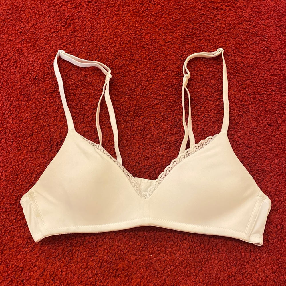 Aerie White Lace Trim Bralette 32A